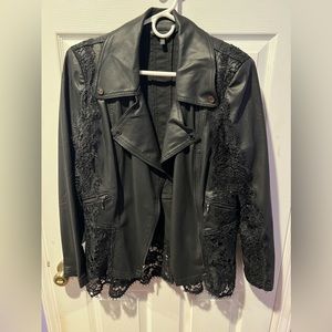 White House Black Market Coated Denim Moto Jacket